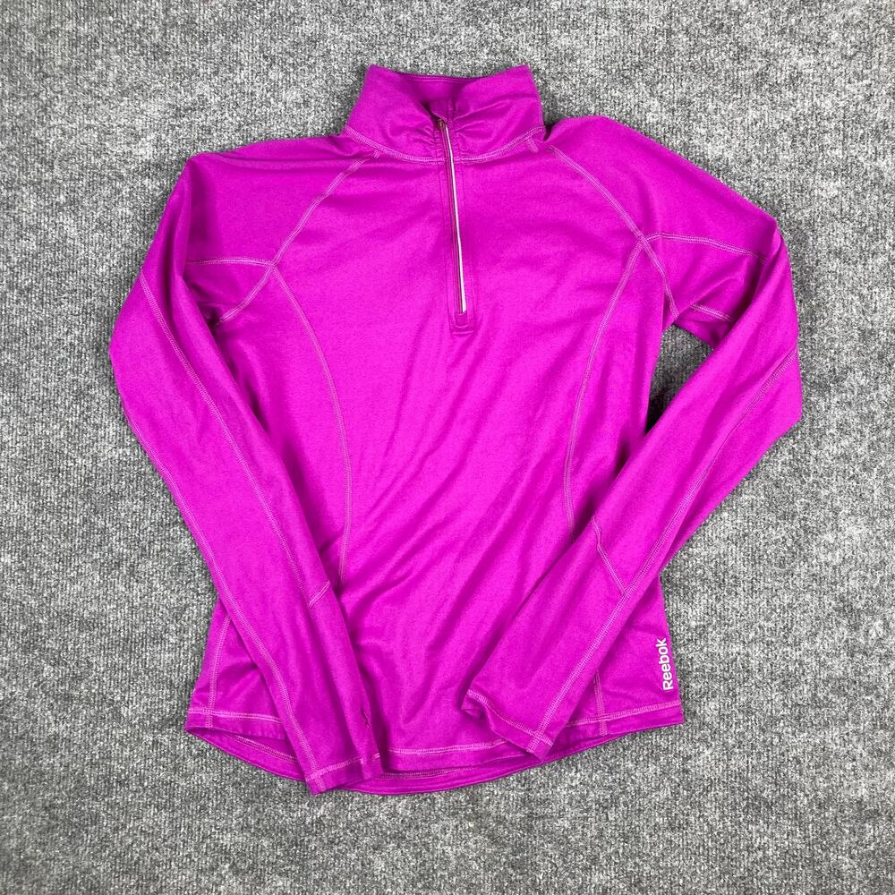 Reebok Activewear Top Womens Size S Pink 1/4 Zip Long Sleeve Stretch Pullover